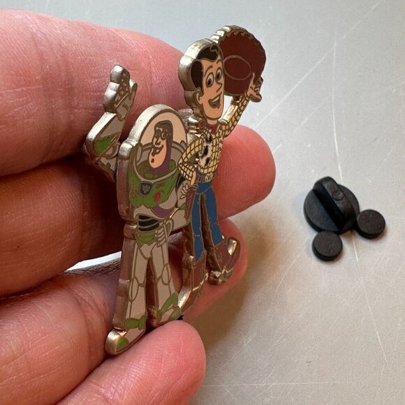Disney Buzz Lightyear Woody Trading Pin Waving Hinged Toy Story Jewelry Badge - Picture 4 of 8